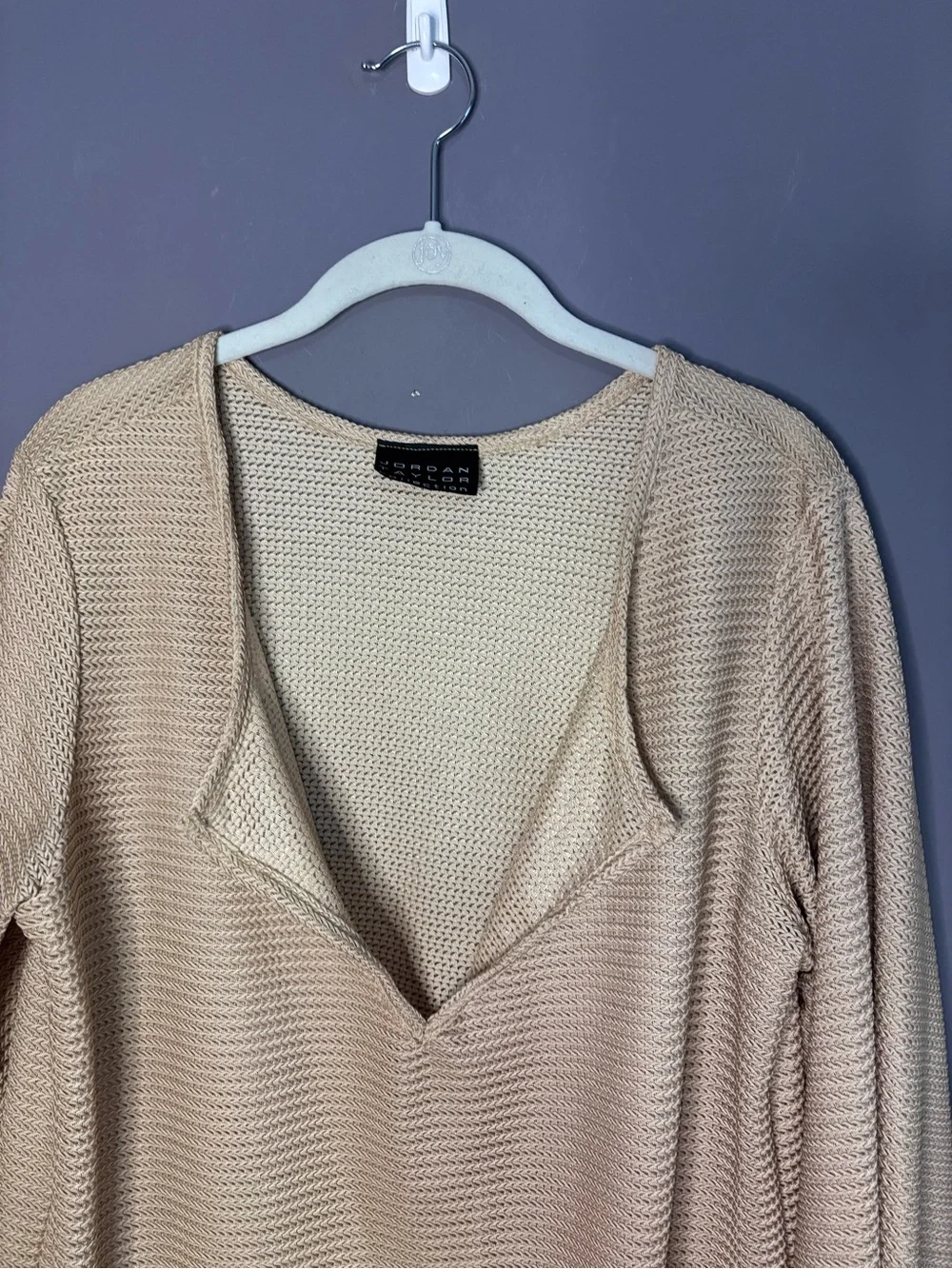 Jordan Taylor Gold Textured V Neck Long Sleeve Swim Coverup XL